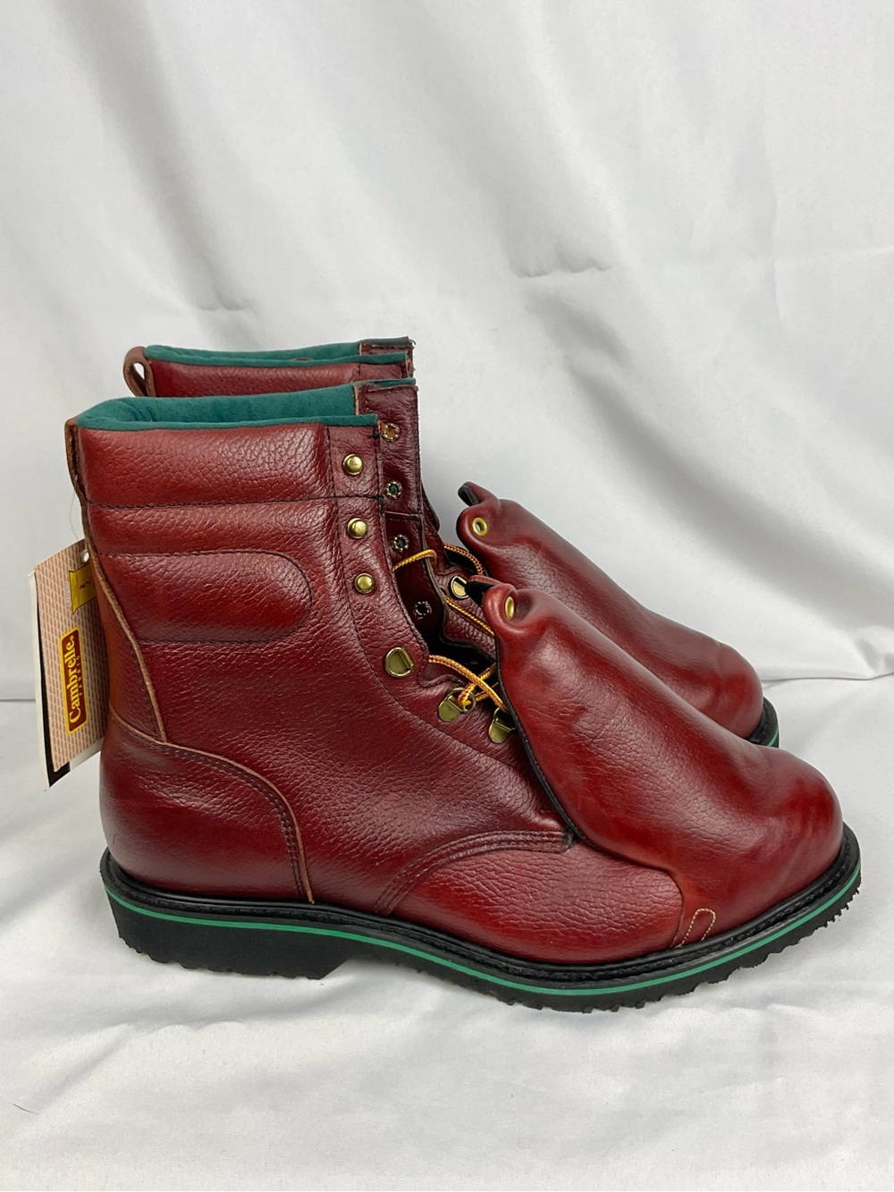 Vintage Hy-Test Safety Boots Wine Red Sz 12 E Metatarsal Guard NOS Foot Rests